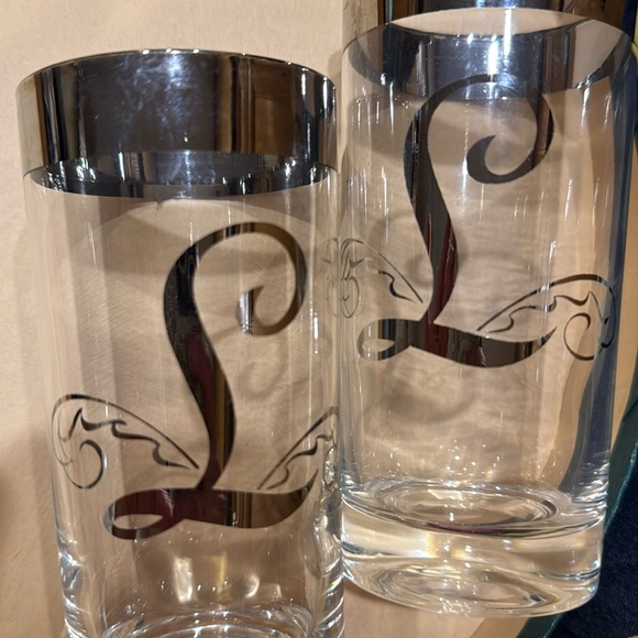 MCM Retro Dorothy Thorpe Silver Band Initial “L” Highball Glasses - Picture 6 of 6